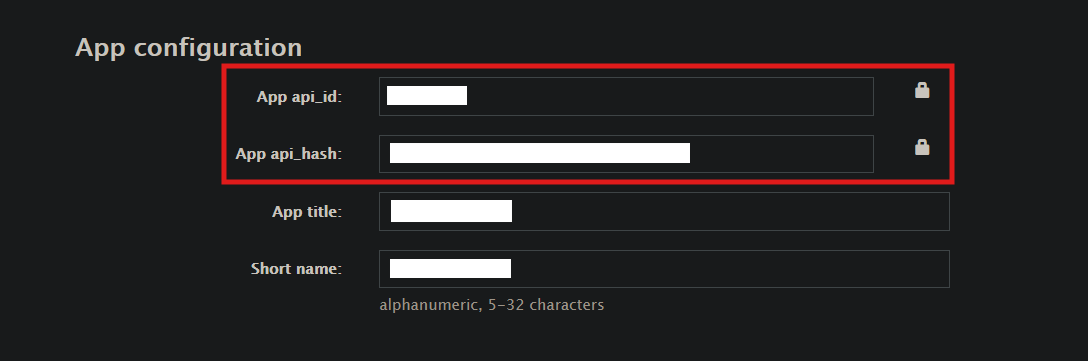 api id and hash example